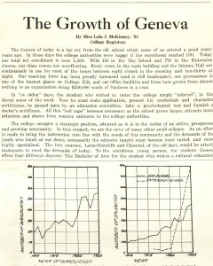Part of an Article explaining growth of Geneva in the Alumnus.  